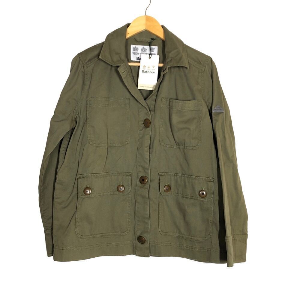 Barbour Coltsfoot Casual Jacket Cotton Twill Utility Dusky Khaki Green NWT 4 UK8